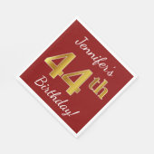 Red, Faux Gold 44th Birthday + aangepaste naam Servet (Hoek)