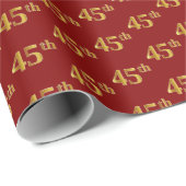 Red, Faux Gold 45th (45e) event Cadeaupapier (Rol Hoek)