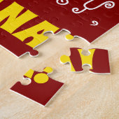Red, Faux Gold 53rd Birthday + aangepaste naam Puz Legpuzzel (Zijkant)