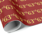 Red, Faux Gold 63e (63e) gebeurtenis Cadeaupapier (Rol Hoek)