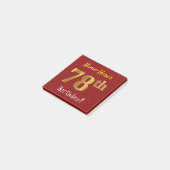 Red, Faux Gold 78th Birthday, met aangepaste naam Post-it® Notes (Schuin)