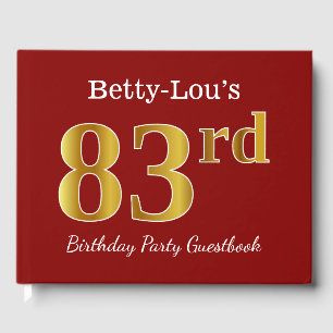 Red, Faux Gold 83rd Birthday Party + aangepaste na Gastenboek