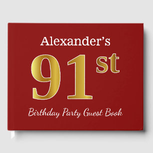 Red, Faux Gold 91st Birthday Party + aangepaste na Gastenboek