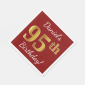 Red, Faux Gold 95th Birthday + aangepaste naam Servetten (Hoek)