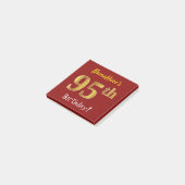 Red, Faux Gold 95th Birthday, met aangepaste naam Post-it® Notes (Schuin)