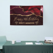 Red & Faux Gold Glitter Agate Sweet 16 Spandoek (Beurs)