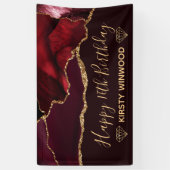 Red & Faux Gold Glitter Agate Sweet 16 Spandoek (Verticaal)