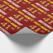 Red, Faux/Imitation Gold, "41st BIRTHDAY" Cadeaupapier (Hoek)
