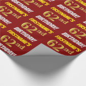 Red, Faux/Imitation Gold, "62nd BIRTHDAY" Cadeaupapier (Hoek)