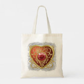 Red Faux Jewel Hart fee canvas tas (Achterkant)