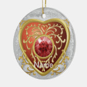 Red Faux Jewel Hart fee ornament (Links)