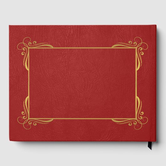Red Faux Leather Gold Lijst Gastenboek (Achterkant)