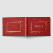 Red Faux Leather Gold Lijst Gastenboek (Volledig)