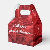 Red Faux Satin, Sweet Sixteen, Birthday Party Bedankdoosjes (Achterkant)