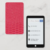 Red Faux Snake Skin Leather iPhone Style Visitekaartje (Voorkant / Achterkant)