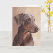 Red Fawn Doberman Dog carte de voeux (Fleur jaune)