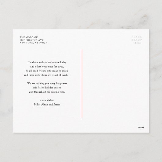 Red Feliz Natal e Próspero Ano Novo Script Feestdagenkaart (Achterkant)