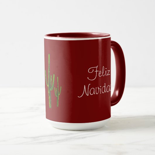 Red Feliz Navidad Cactus Mok (Voorkant rechts)