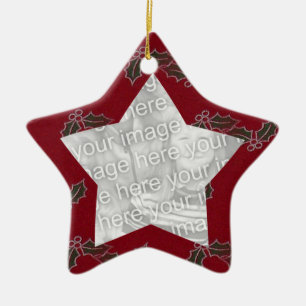 Red Felt Holly kerstfoto Lijst Ornament