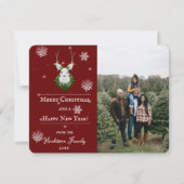 Red Festin Reindeer Carte photo de vacances (Devant)