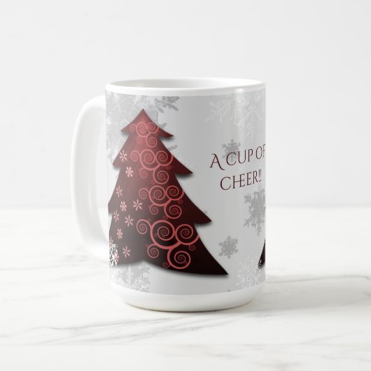 Red Festive Arbre de Noël Café Mug (Devant gauche)