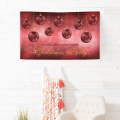 Red Festive Baubles op Red Bokeh - kerstfeest Spandoek (Insitu)