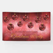 Red Festive Baubles op Red Bokeh - kerstfeest Spandoek (Horizontaal)