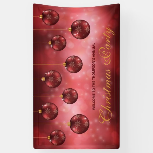 Red Festive Baubles op Red Bokeh - kerstfeest Spandoek (Verticaal)