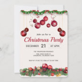 Red Festive Ornaments Modern Christmas Kaart (Voorkant)