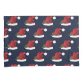 Red Festive Santa Hat op Blue Pattern Kussensloop (Voorkant-Rechts)