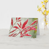 Red Feuille Nature Art Noël Carte de vacances (Fleur jaune)