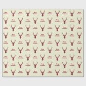 Red Filigree Deer Merry Kerstmis Cadeaupapier (Vlak)