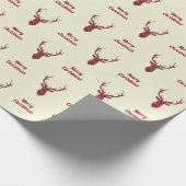 Red Filigree Deer Merry Kerstmis Cadeaupapier (Hoek)