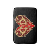 Red Filigree Heart Bath Mat (Voorkant Verticaal)