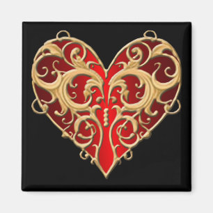 Red Filigree Heart Magnet Magneet