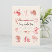 Red Fingerprint Pattern Valentines Day Feestdagenkaart (Staand voorkant)