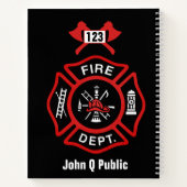 Red Fire Department Badge Notitieboek (Achterkant)