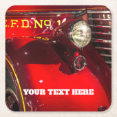  Red Fire Engine Vierkante Kartonnen Onderzetter (Voorkant)