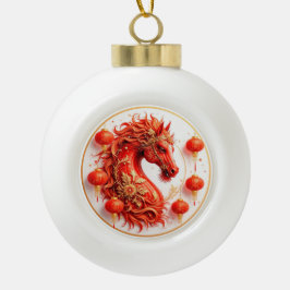 Red Fire Horse – 2026 Nieuwjaarsfeest Ontwerp Keramische Bal Ornament