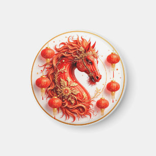 Red Fire Horse – 2026 Nieuwjaarsfeest Ontwerp Magneet