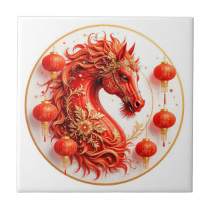 Red Fire Horse – 2026 Nieuwjaarsfeest Ontwerp Tegeltje