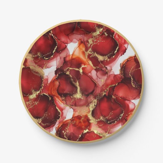 Red Fire Pattern Papieren Bordje (Voorkant)