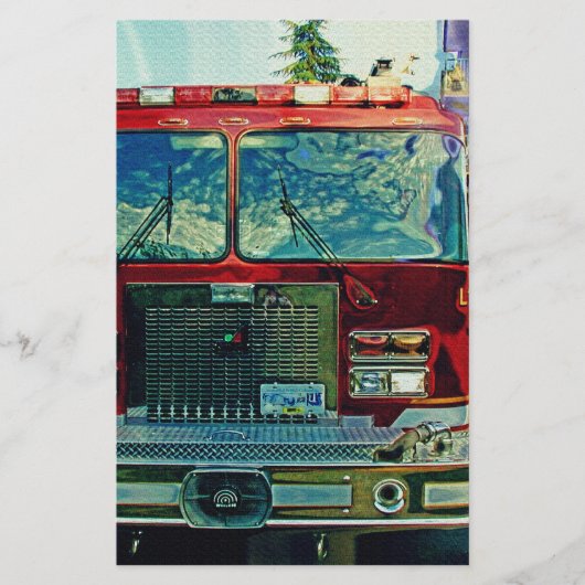 Red Fire Truck Art Gift Briefpapier (Voorkant)