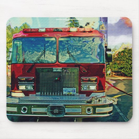 Red Fire Truck Art Gift Muismat (Voorkant)