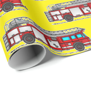 Red Fire Truck, geel omslagpapier Cadeaupapier