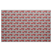 Red Fire Truck Grey Fabric Stof (Fat Quarter)