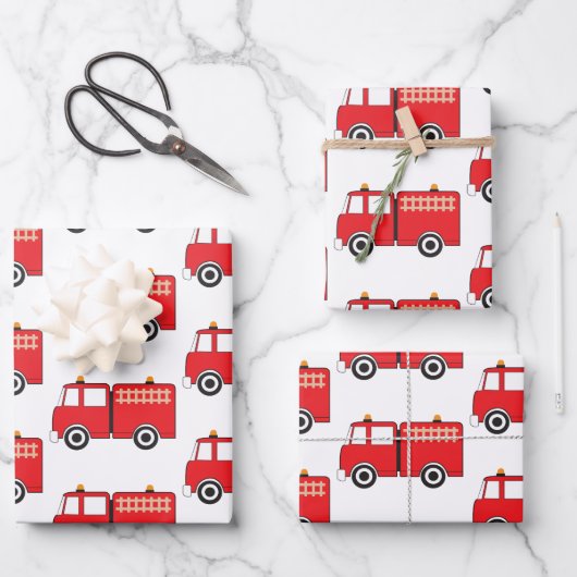 Red Fire Truck Inpakpapier Vel (Voorkant)