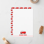 Red Fire Truck Kinder Notitiekaartje (Voorkant / Achterkant in situ)