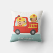 Red Fire Truck met Fire Boys Room Decor Kussen (Achterkant)