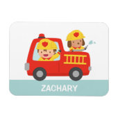 Red Fire Truck met Fire Fire Boy and Puppy Magneet (Horizontaal)